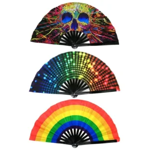 1pc Large Folding Hand Fan Fold Dot Rainbow Print Festival Handheld Fan 33cm Large Folding Hand Fan Handheld Fan For girls Gift